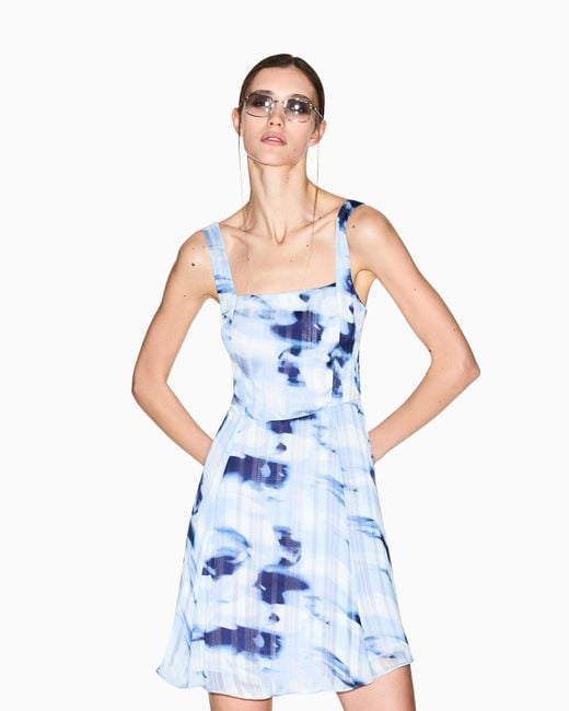 ARMANI EXCHANGE Blue Short Striped Dress
