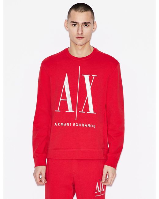 Armani Exchange Red Icon Logo Sweatshirt for men