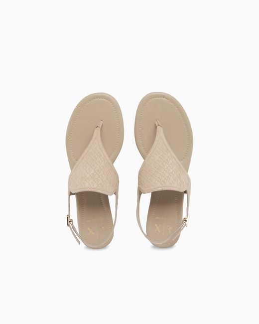ARMANI EXCHANGE White Microsuede Sandals With Embossed Logo