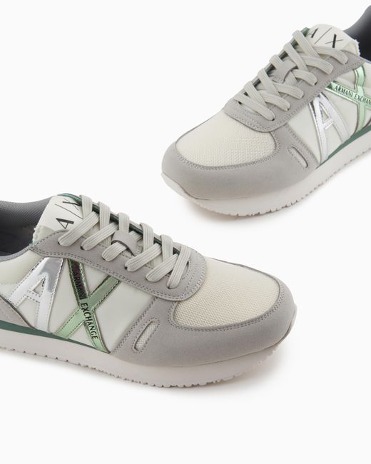 ARMANI EXCHANGE White Microfiber Sneakers With Logo