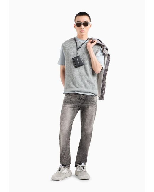 Armani Exchange Gray J13 Slim Fit Jeans In Indigo Denim for men