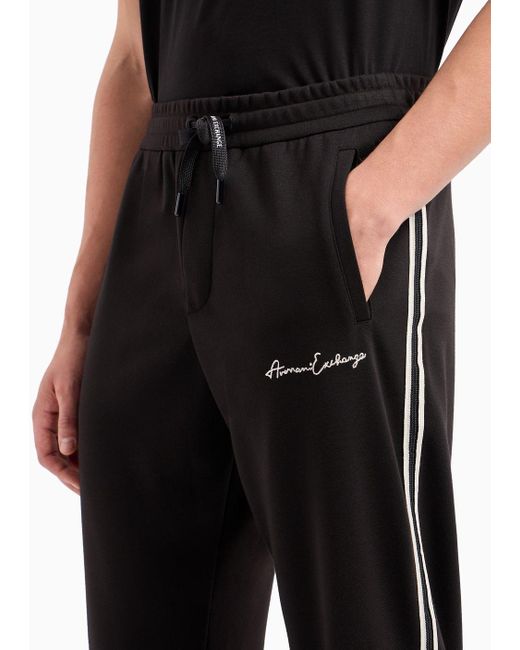Armani Exchange Black Signature Logo Jogger Trousers for men