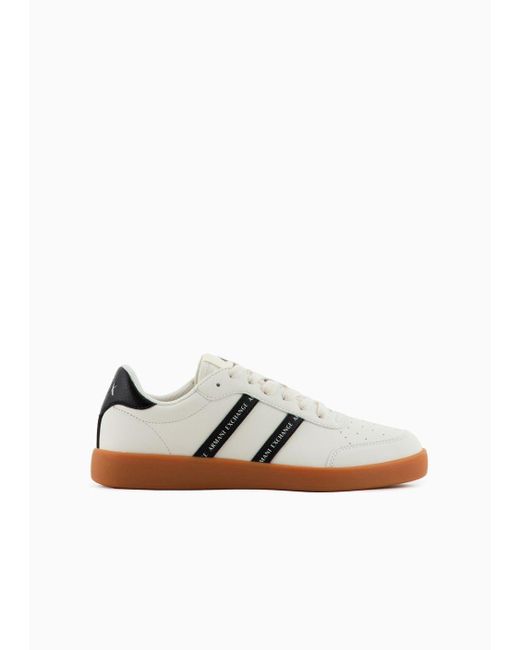 Armani Exchange White Sneakers With Contrasting Side Bands