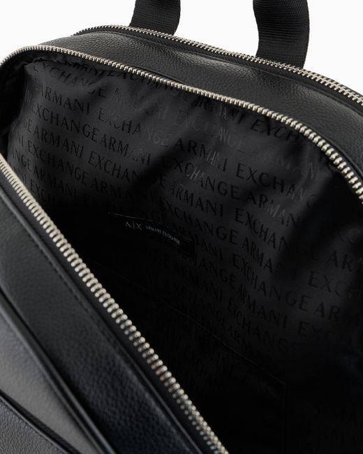 ARMANI EXCHANGE Black Textured Backpack With A Zippered Pocket And Padded Straps for men