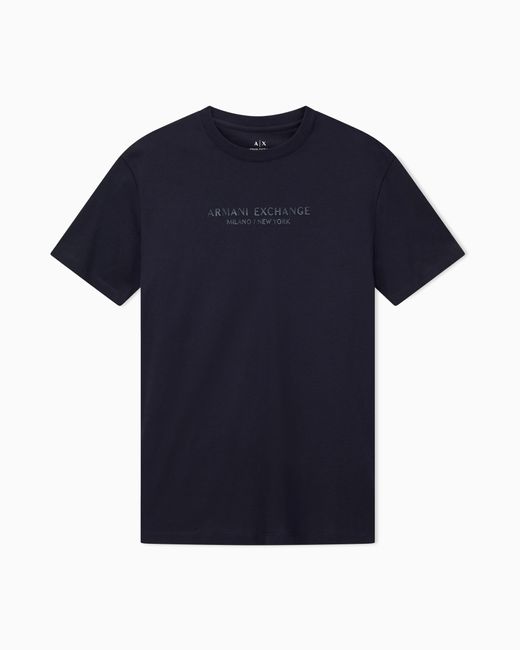 ARMANI EXCHANGE Blue Regular Fit T-Shirt With Logo for men