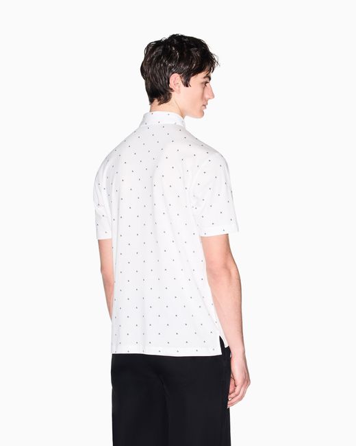 Polo De Punto De Algodón De Corte Regular ARMANI EXCHANGE de hombre de color White