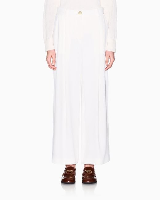 ARMANI EXCHANGE White Fluid Fabric Trousers