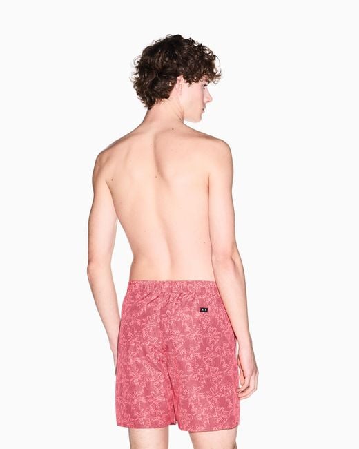 ARMANI EXCHANGE Red All-Over Graphic Print Swimsuit for men