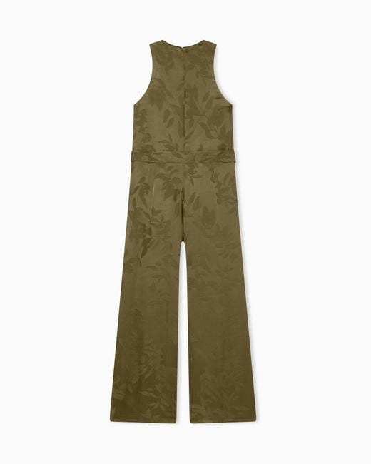 ARMANI EXCHANGE Green Elegant Jacquard Viscose Jumpsuit With Belt