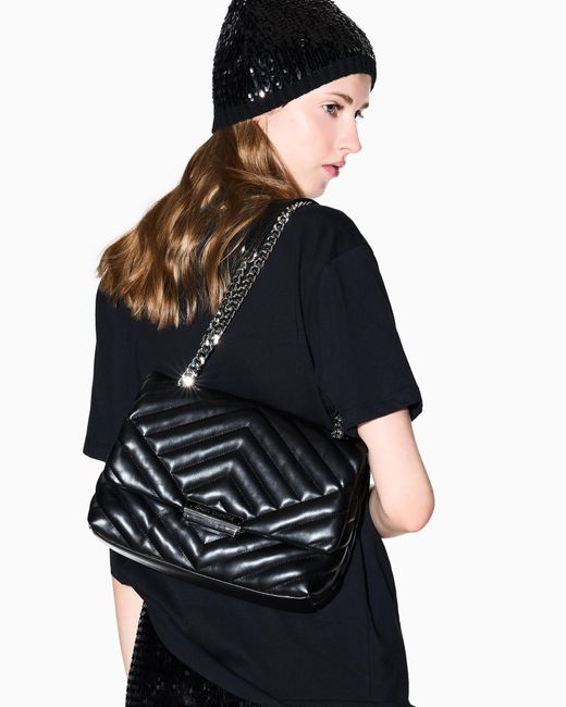 Sac Bandoulière En Matière Matelassée Avec Détails En Métal ARMANI EXCHANGE en coloris Black