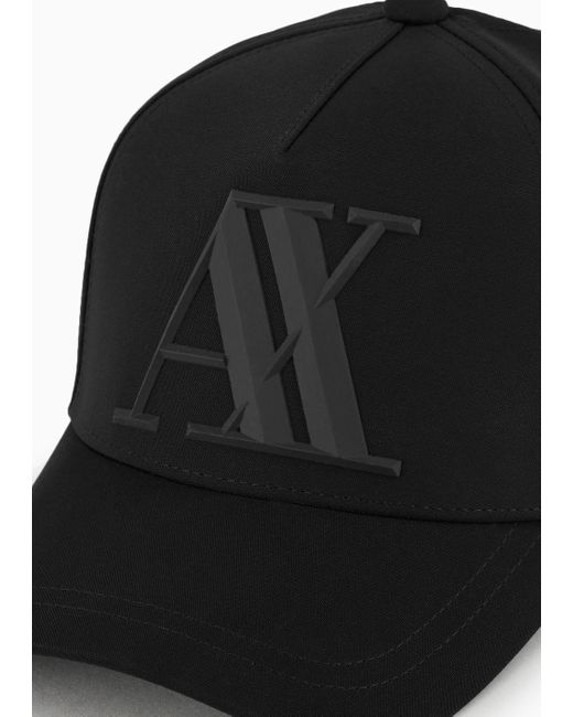 Armani Exchange Black Rubberised Logo Baseball Cap for men