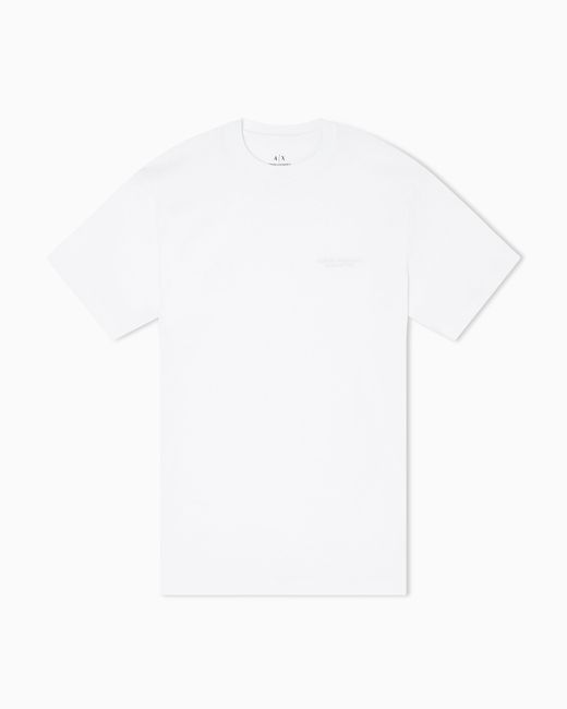 ARMANI EXCHANGE White Regular Fit Cotton T-Shirt With A Chest Logo Essential for men