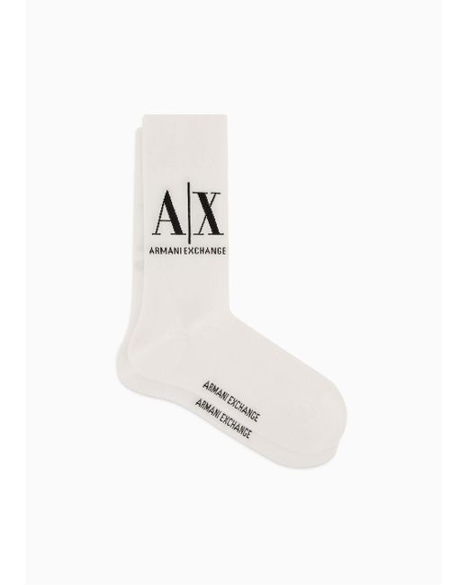 Armani Exchange White Socks With Logo for men