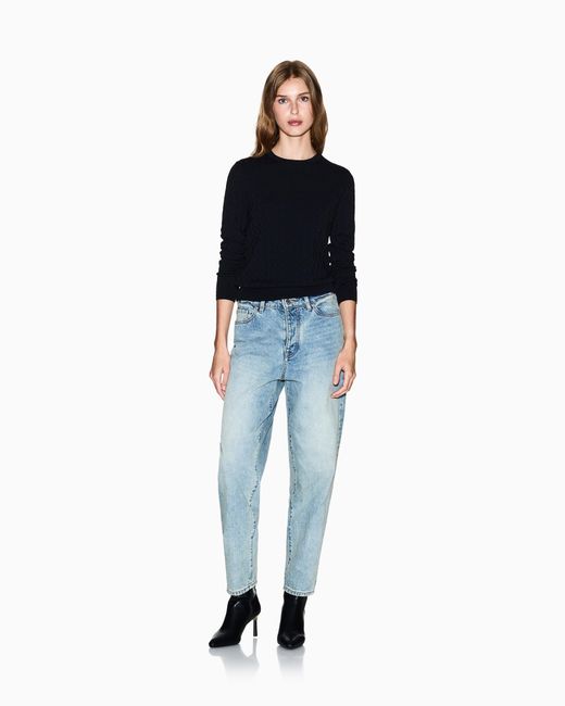 ARMANI EXCHANGE Blue Jacquard Sweater With Diamond Logo