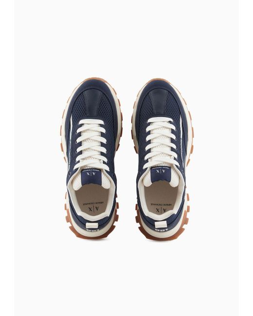 Armani Exchange Blue Chunky Sneakers With Oversized Sole for men
