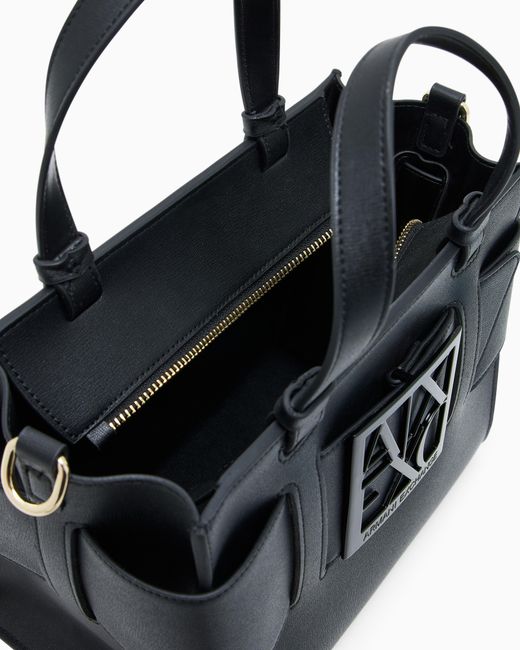 ARMANI EXCHANGE Black Shopping Bag With Monogram