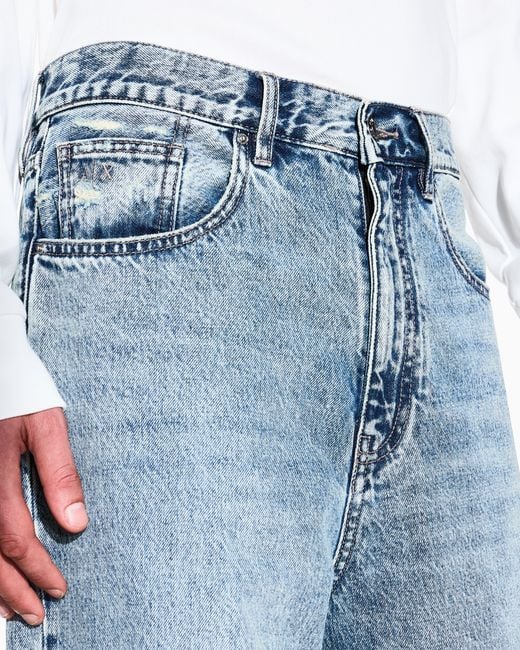 ARMANI EXCHANGE Blue Loose Fit Denim Wash Basic Jeans for men