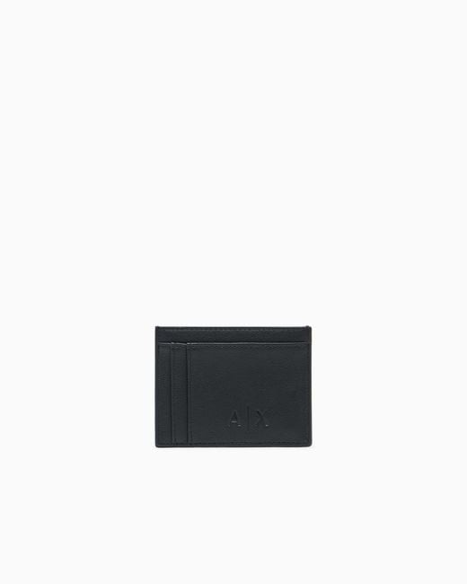 ARMANI EXCHANGE White Smooth Texture Card Holder for men