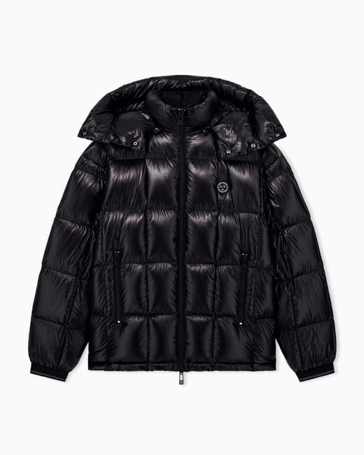 ARMANI EXCHANGE Black Down Jacket Nylon Down Filling for men