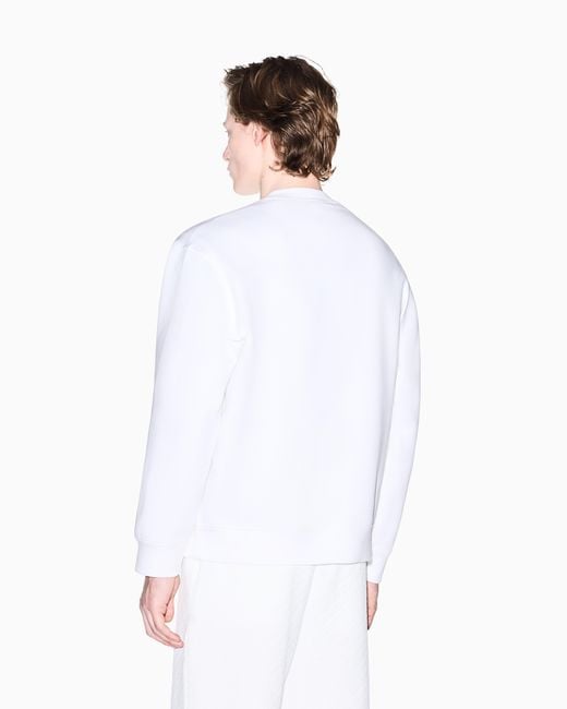 ARMANI EXCHANGE White Stretch Bonded Cotton Sweatshirt for men