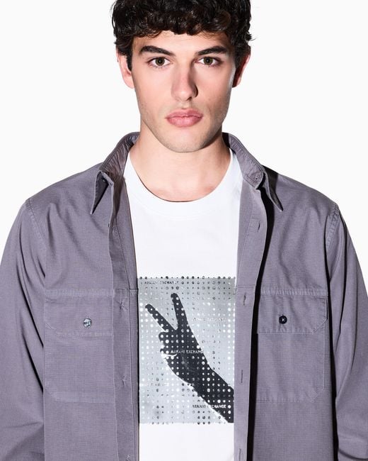 ARMANI EXCHANGE White Regular Fit Cotton T-Shirt for men