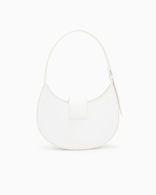 ARMANI EXCHANGE White Crescent Shoulder Bag With A Front Flap And Logo Buckle