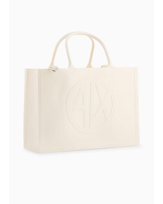 Milky Bag Con Logotipo En Relieve De Material Reciclado Armani Exchange de color Natural
