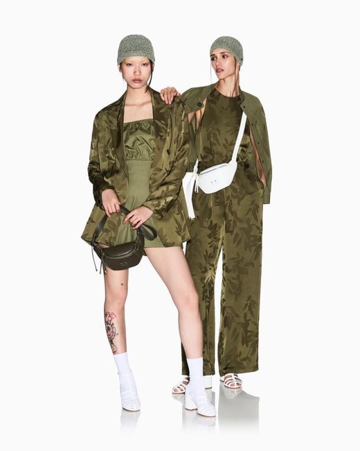 ARMANI EXCHANGE Green Elegant Jacquard Viscose Jumpsuit With Belt