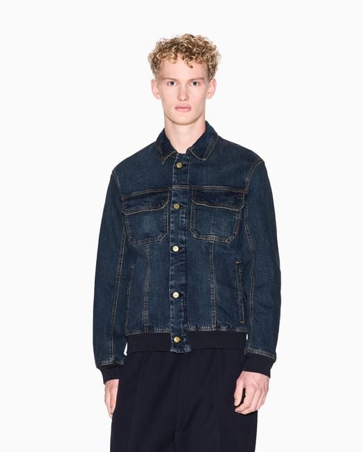 Veste En Jean Avec Empiècements Élastiques ARMANI EXCHANGE pour homme en coloris Blue