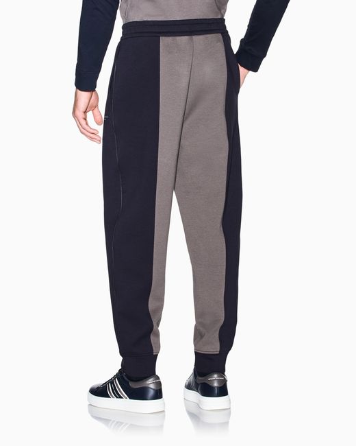 ARMANI EXCHANGE Blue Regular Fit Trousers Bonded Stretch Cotton Jersey for men