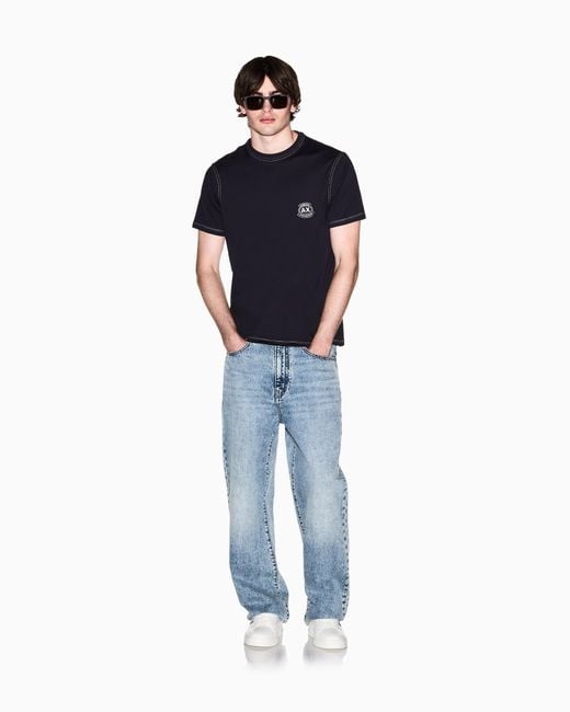 ARMANI EXCHANGE Black Slim Fit Cotton T-Shirt for men