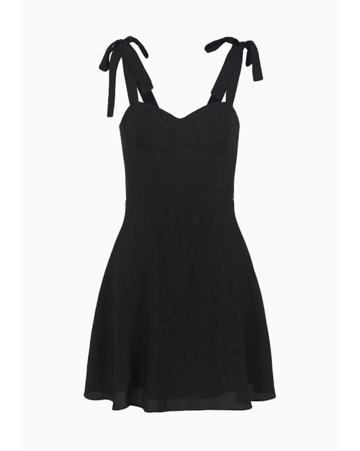 Armani Exchange Black Flared Dress With Satin Jacquard Bows