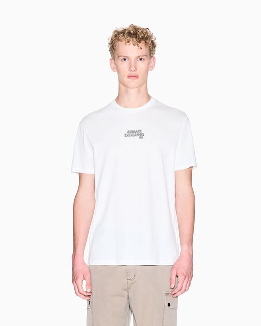ARMANI EXCHANGE White Slim Fit Jersey T-Shirt With Logo for men