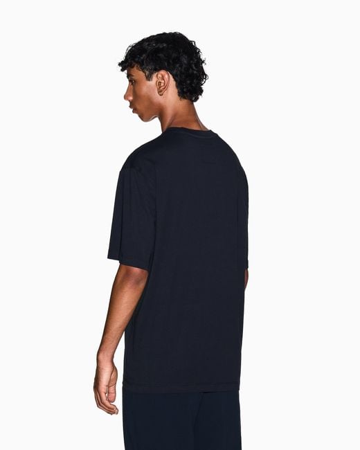 ARMANI EXCHANGE Blue Regular Fit Cotton Jersey T-Shirt With A Logo Icon for men