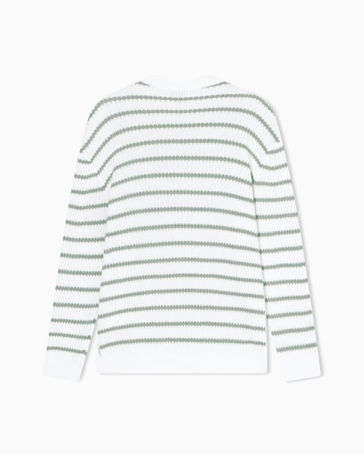 ARMANI EXCHANGE White Colorful Striped Crew Neck Sweater for men