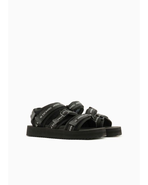 Armani Exchange Black Multi-band Sandals With Tear for men