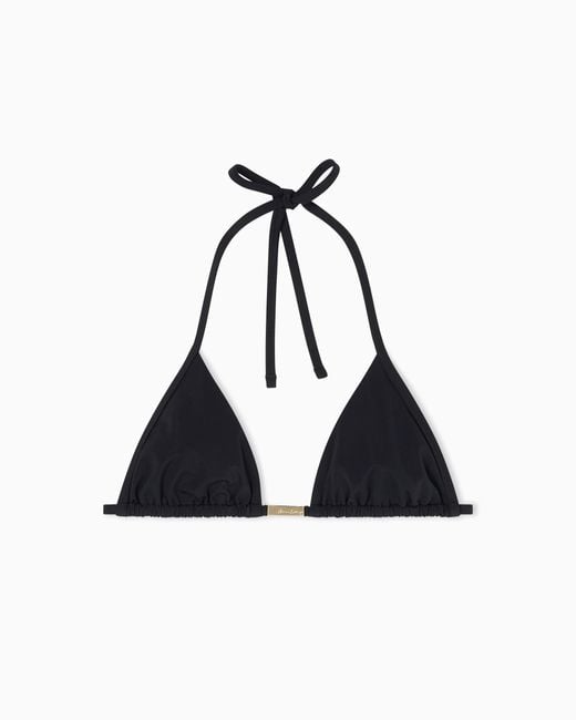 ARMANI EXCHANGE Black Recycled Stretch Fabric Triangle Bikini Top