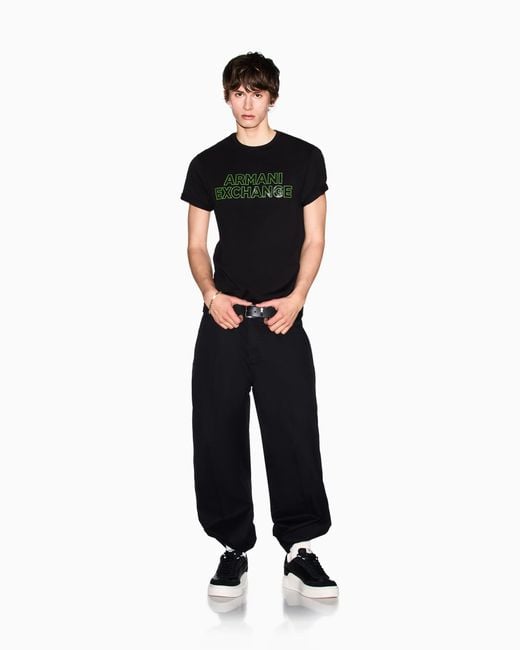 ARMANI EXCHANGE Black Slim Fit Cotton T-Shirt for men