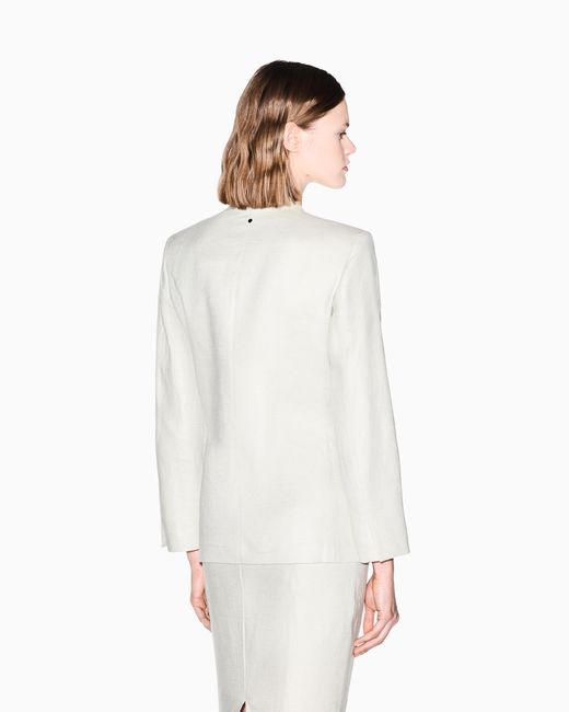 ARMANI EXCHANGE White Linen Twill Fabric Jacket