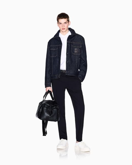 ARMANI EXCHANGE Blue Tailored Straight-Leg Trousers for men