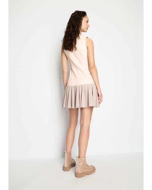 Armani Exchange Natural Flared Dress Faux Leather