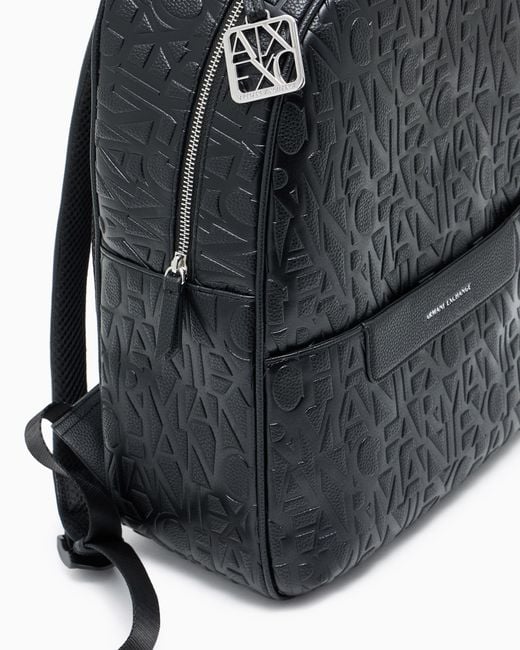 ARMANI EXCHANGE Blue Backpack With Allover Logo