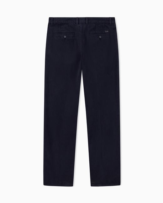 ARMANI EXCHANGE Blue Regular Fit Trousers Garment-Dyed Cotton for men
