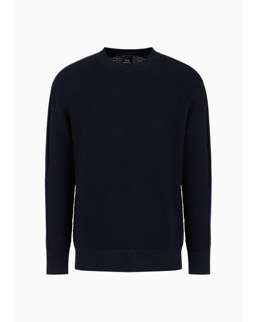 Armani Exchange Blue Cotton Crew-neck Sweater for men