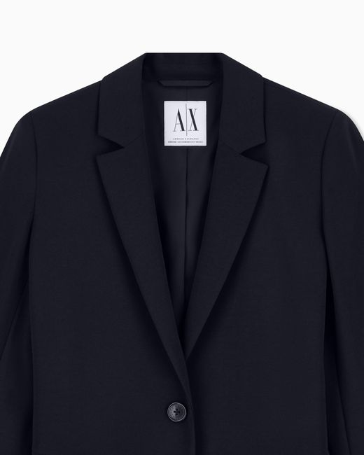 ARMANI EXCHANGE Black Single-Breasted Oversized Jacket With One Button