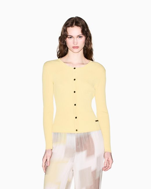 ARMANI EXCHANGE Yellow Fitted Cardigan