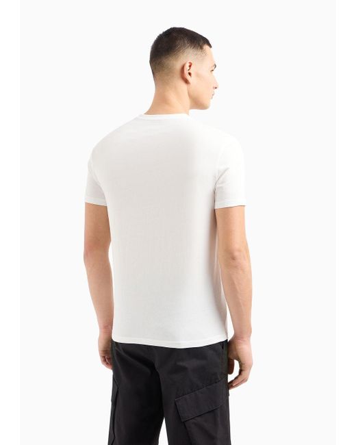 Armani Exchange White Regular Fit T-shirt In Asv Organic Cotton With V-neck for men
