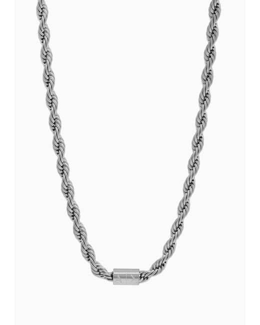 Armani Exchange White Stainless Steel Chain Necklace for men