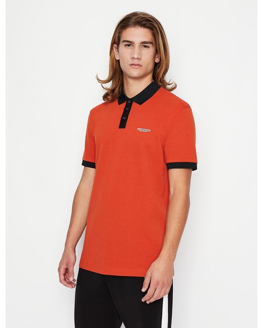 Armani Exchange Milano New York Cotton Piquet Polo Shirt in Orange for Men  | Lyst Canada