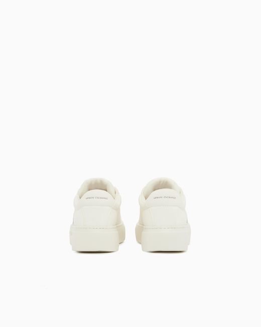 ARMANI EXCHANGE White Lace-Up Low-Top Sneakers